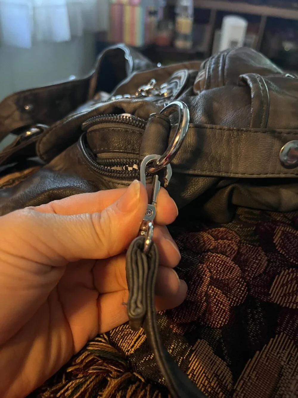 Large Black and Grey Handbag/Purse